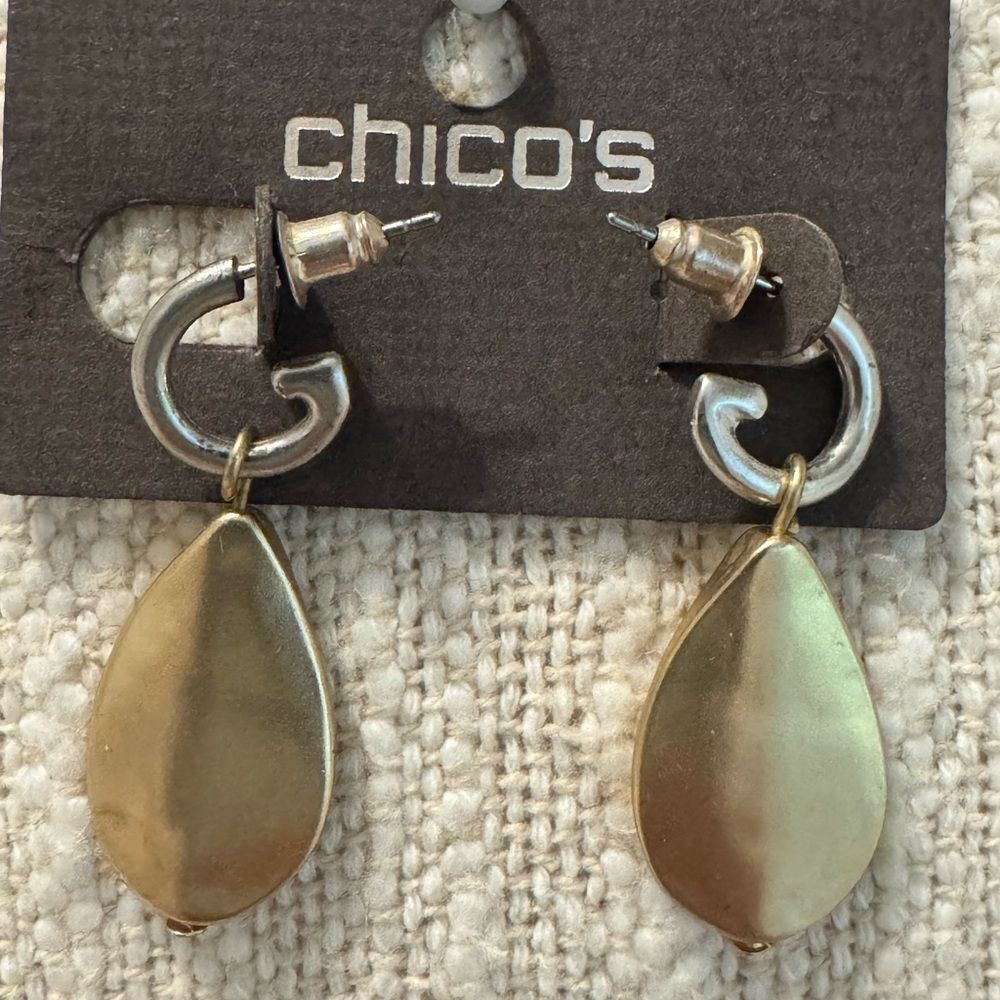 0190-Chico's Gold and Silver Drop‎ Earrings